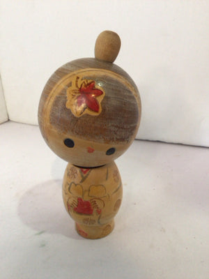 Oriental Tan Wood Person 2 piece Figurine
