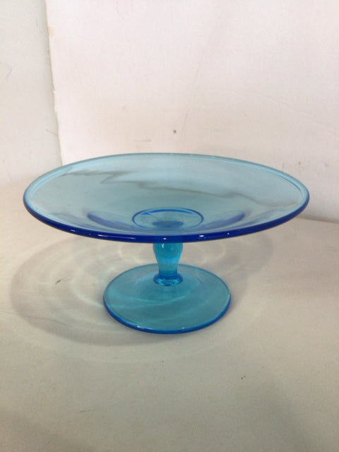 Blue Glass Pedestal Plate