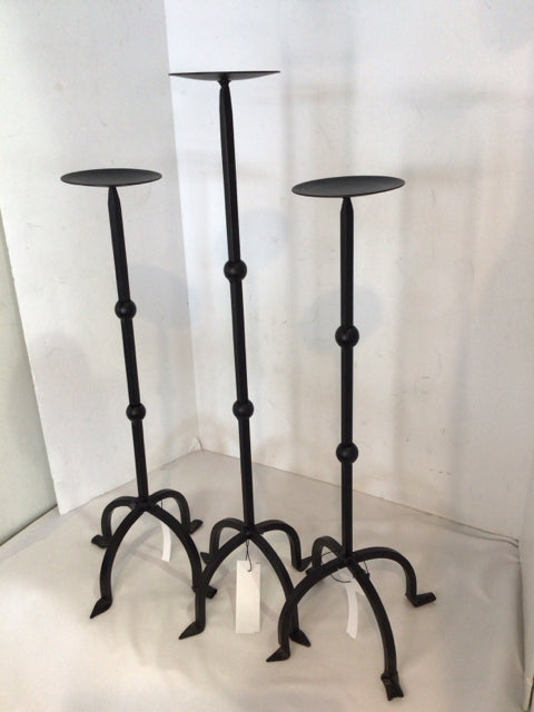 Set of 3 Black Metal Candle Holders