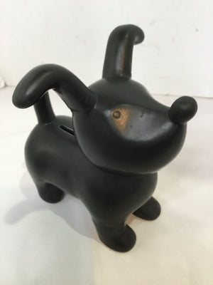 Black Ceramic Dog Bank