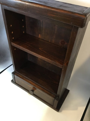 Vintage Brown Wood 1 drawer 2 Shelf Shelf