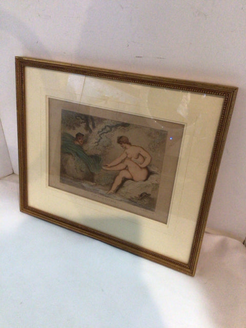 Signed Gold Frame Woman Framed Art