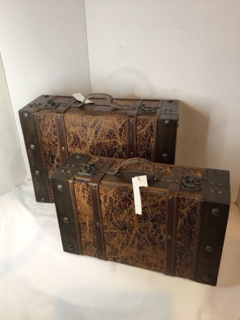 Pair Brown Mini Suitcase