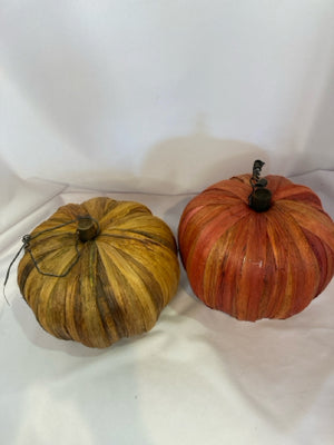 Yellow/Orange Cornhusks Foam Pumpkin Pair Holiday Item