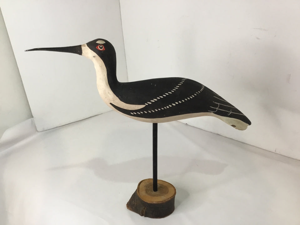 White/Black Wood Bird Statue