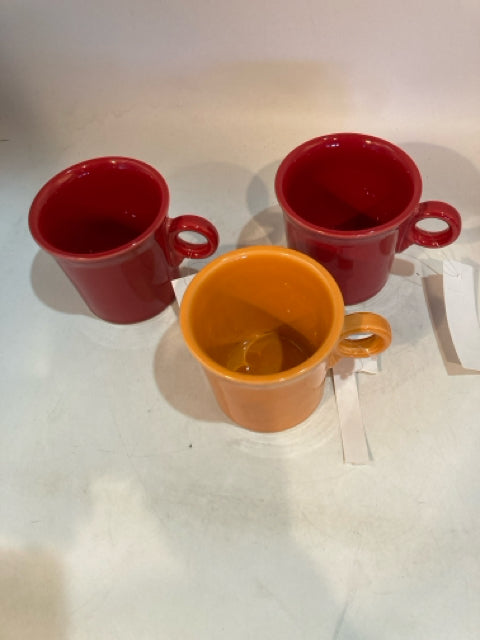 Fiesta Coffee Red/Orange Ceramic Set of 3 Mug Set