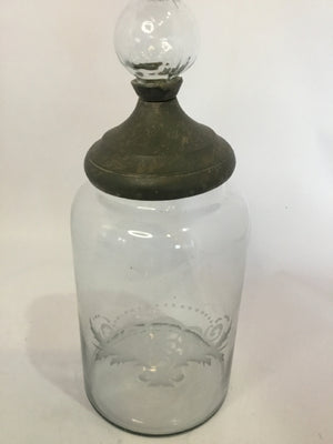 Rustic Clear Glass/Metal Lidded Jar