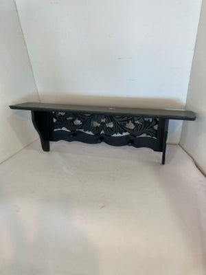 Bohemian Black Wood Pegs Coat Shelf