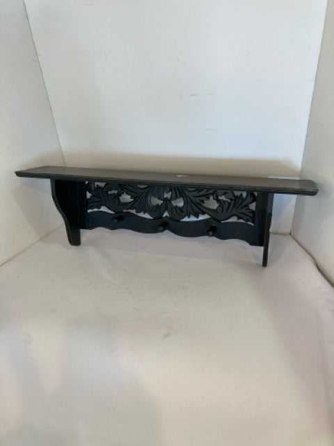 Bohemian Black Wood Pegs Coat Shelf