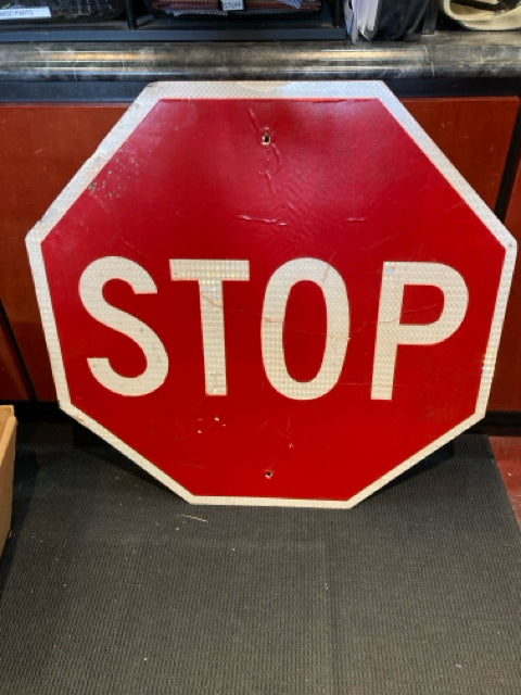 Vintage Stop Red/White Metal Octagon Sign