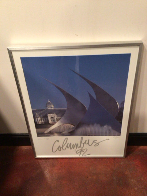 Historical Blue/White Columbus Framed Art