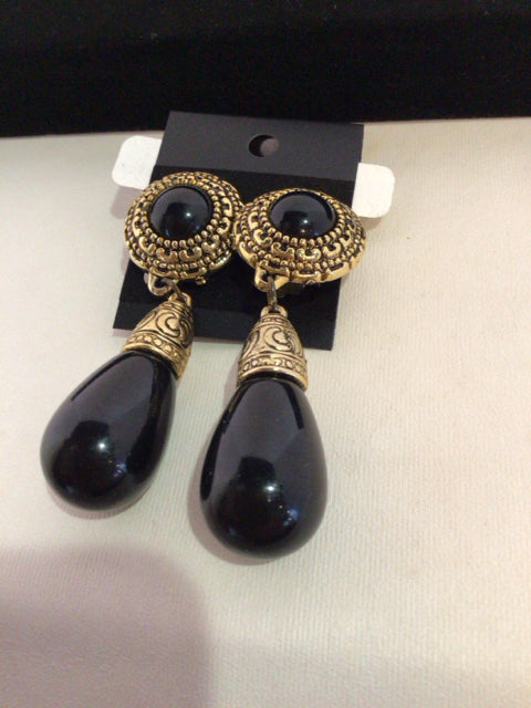 Silver Black Pierced Earrings