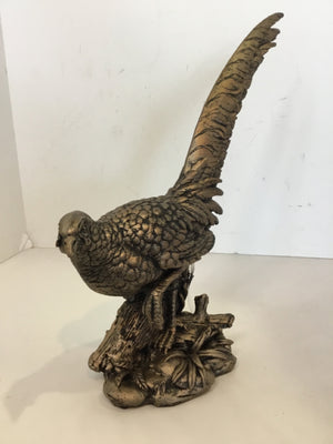 Gray/Black Resin Pheasant Statue