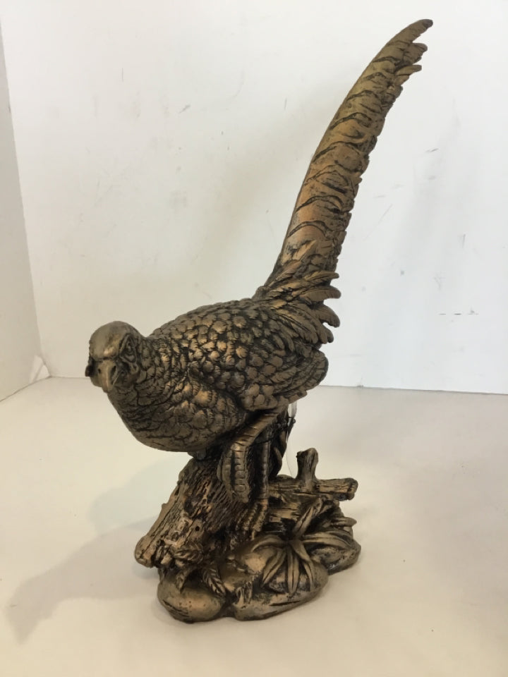 Gray/Black Resin Pheasant Statue