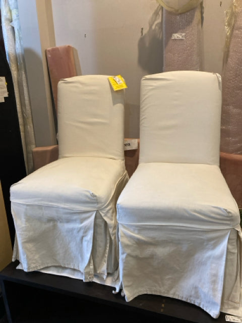 Arhaus Slip Cover Polyester Pair Cream Chair Set