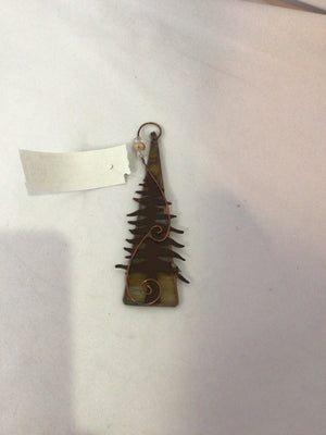 Brown Metal/Glass Tree Holiday Ornaments