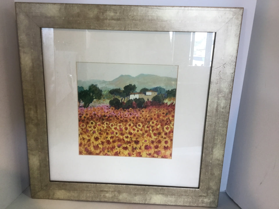 Multi-Color Sunflower Field Framed Art
