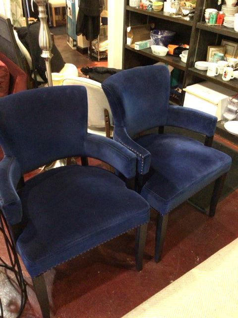 Arhaus Pair Velvet Blue Chair Set