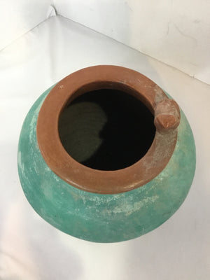 Teal/Brown Terracotta Vase