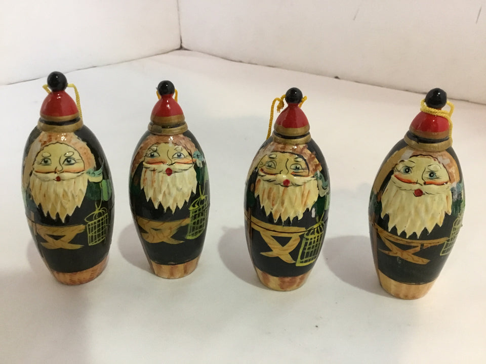 Russian Multi-Color Wood Ornaments Santa Holiday Item