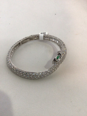 White Snake Rhinestone Bracelet