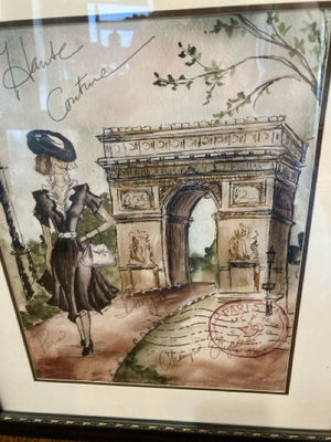 Signed Black/Green Paris Framed Art