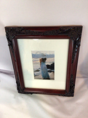 Impressionism Blue/White Woman Framed Art