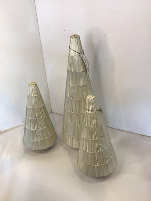 Christmas Silver/White Glass Trees Set of 3 Holiday Item
