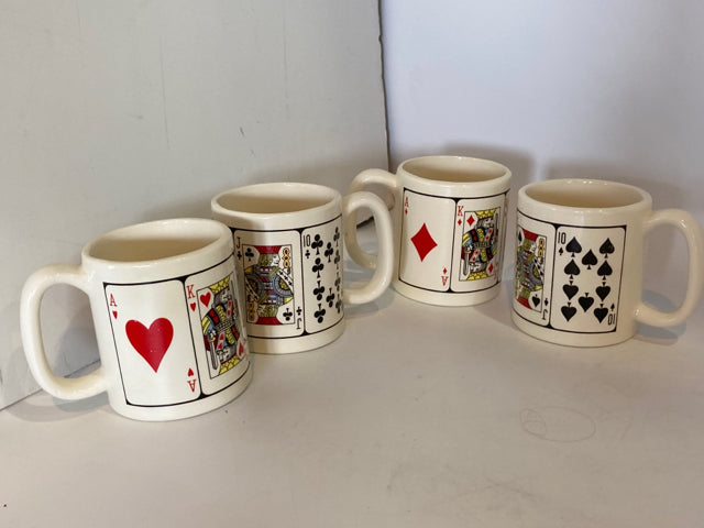 Vintage Playing Cards Multi Pottery Stamped Mug