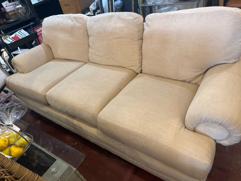 Flexsteel 3 Seat Linen Loose Pillow Cream Sofa/Couch