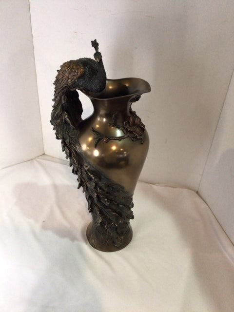 Veronesse Bronze Resin Peacock Vase