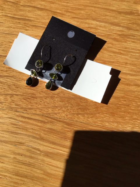 Silver Green Peridot Earrings