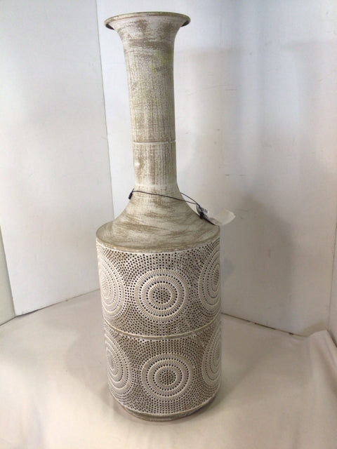 Bohemian Greige Metal Cut Out Vase