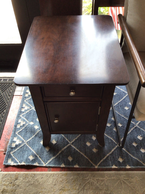 Vintage As Is Wood 1 drawer Shelf Brown Nightstand