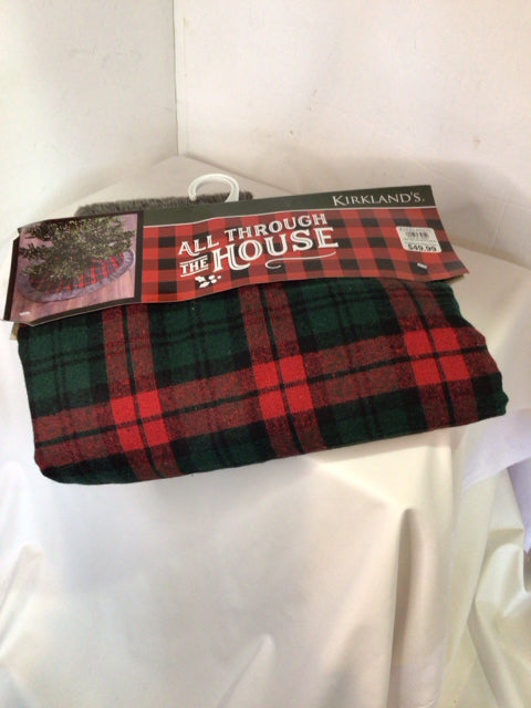 Tree Skirt Green/Red Polyester Plaid Holiday Item