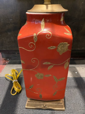 Traditional rust/gold Ceramic Floral Square Lamp