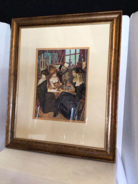 Black/Brown Paris People Framed Art
