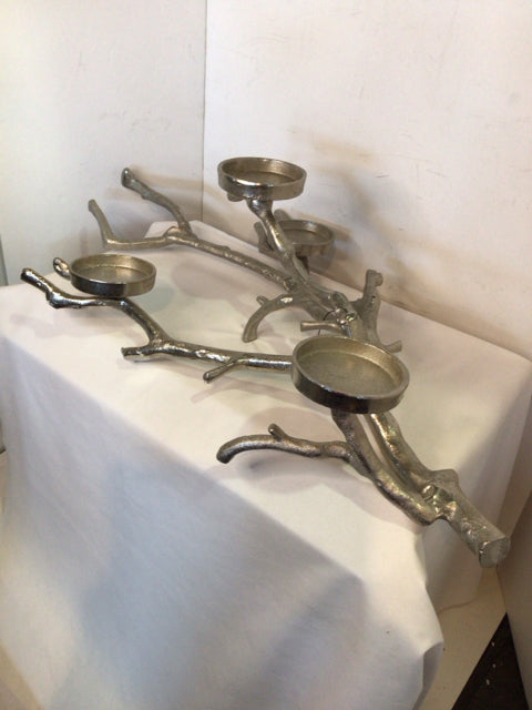 Silver Metal Branches Candle Holder