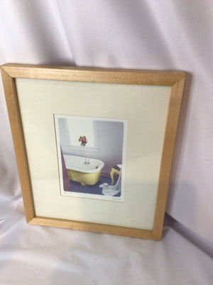 Matted Yellow Bathtub Framed Art