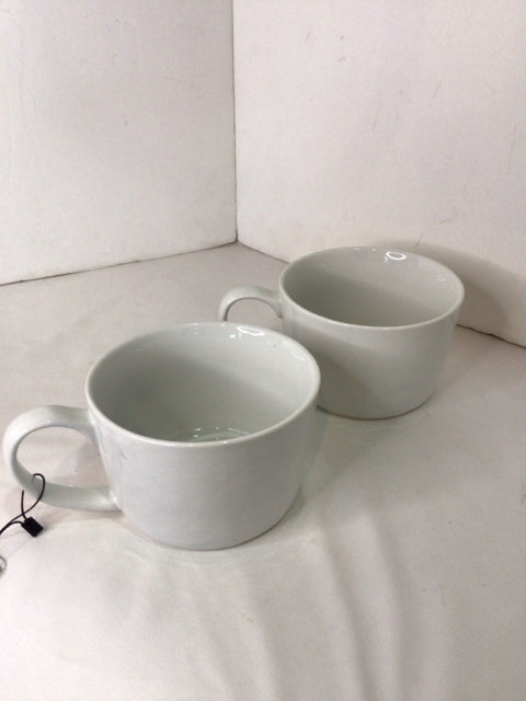 Crate & Barrel Large White Ceramic Pair Mug Set