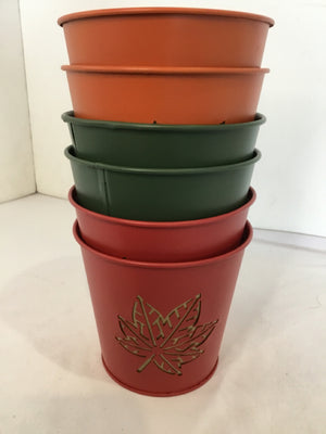 Set of 6 Multi Metal Leaf Planter