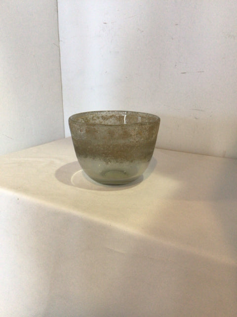 Place & Time Green Frosted Glass Bowl