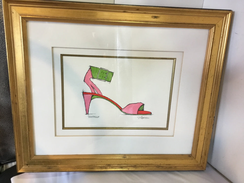 Pink/Green Shoe Framed Art