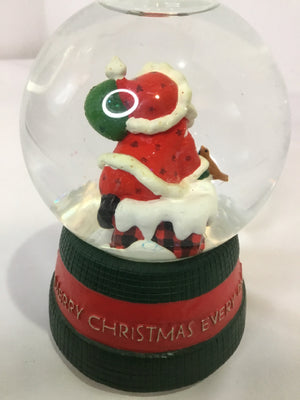 Snow Globe Red/Green Glass Santa Music Box Holiday Item