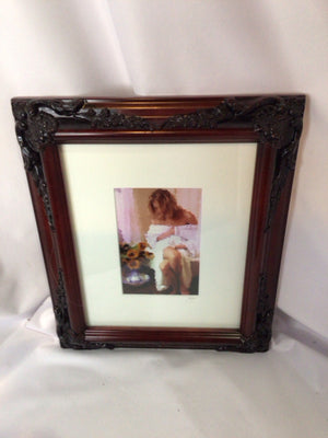 Impressionism Purple/White Woman Framed Art