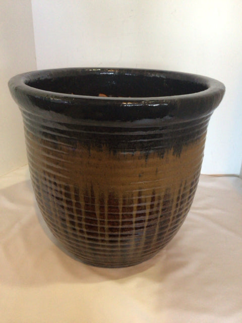 Brown Ceramic Drip Planter