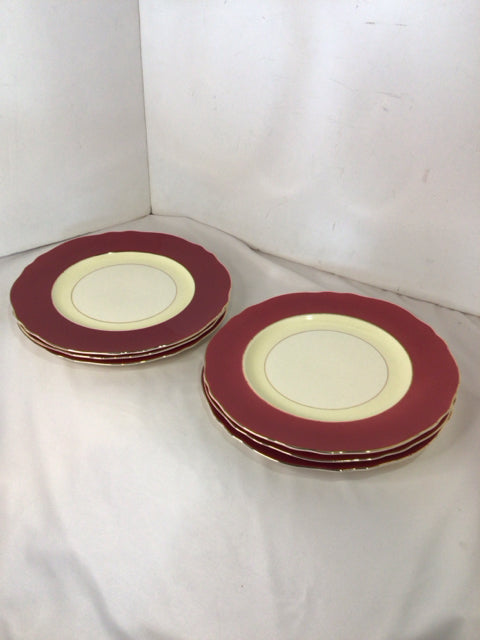 Set of 6 Red/Gold China Plate Set