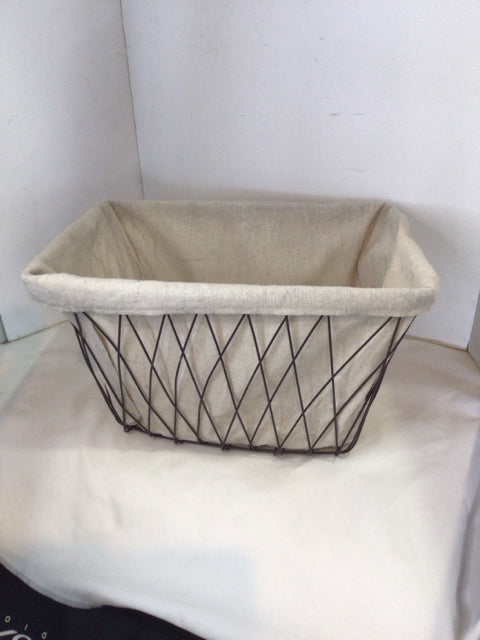 Lined Gray/Tan Metal AS IS Basket