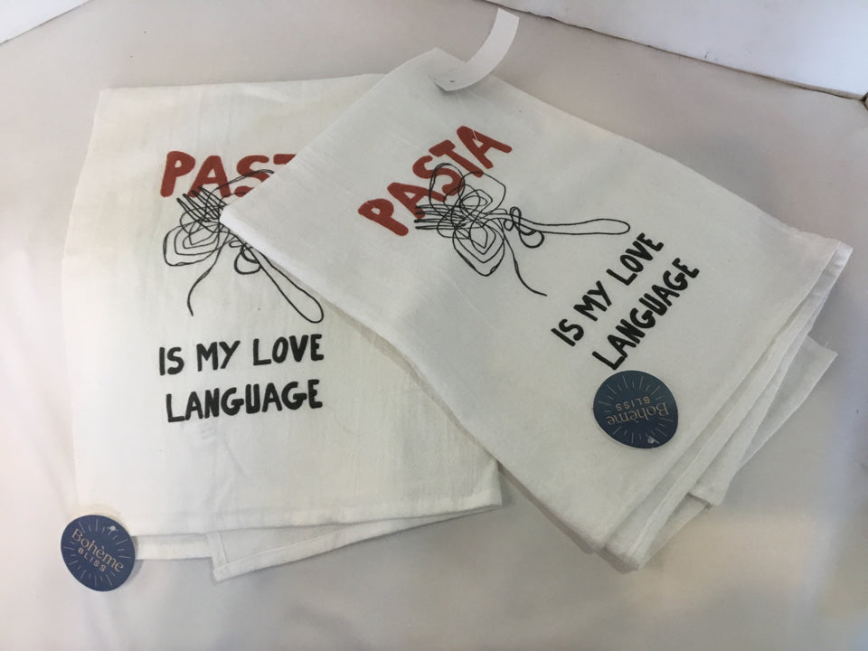 Tea Towel White/Black Cotton Pasta Pair Towel