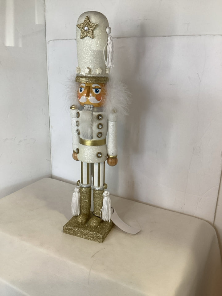 Christmas Gold/White Wood Nutcracker Holiday Item